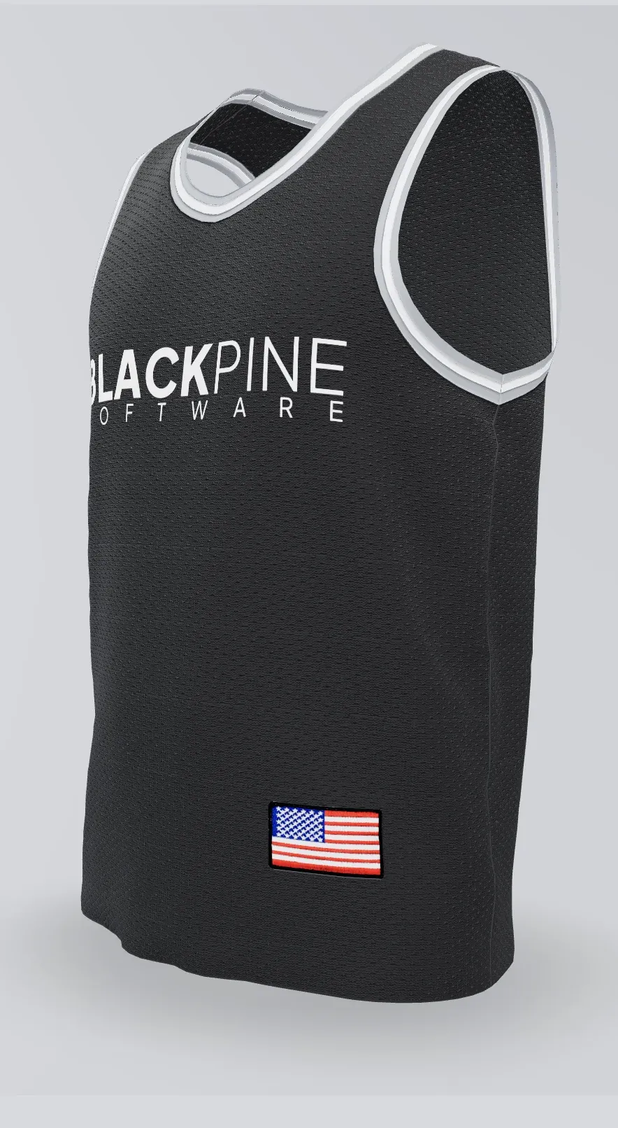 A custom team jersey rendered in the Stratos 3D configurator, showing true fabric and lettering detail